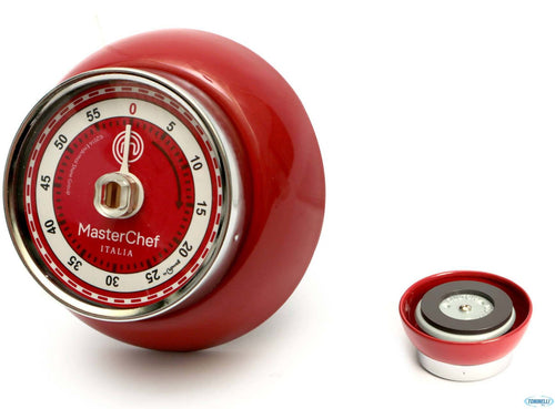 Timer Cucina Meccanico-Masterchef in Metallo Rosso Con Calamita Contaminuti Robusto 60min Cm 7,3 Masterchef Italia
