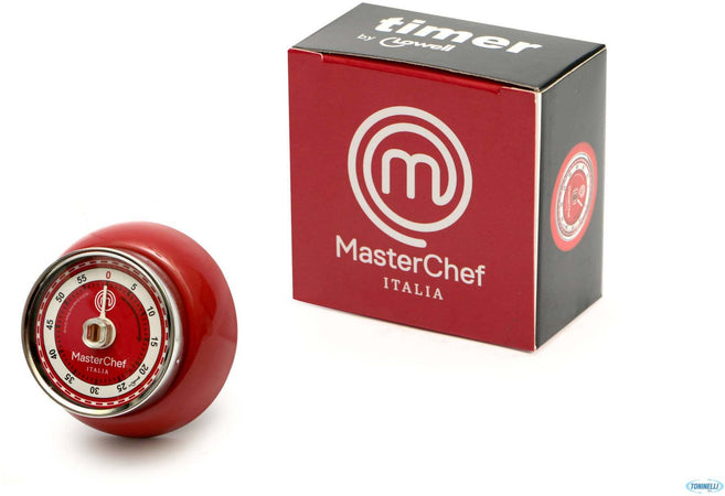 Timer Cucina Meccanico-Masterchef in Metallo Rosso Con Calamita Contaminuti Robusto 60min Cm 7,3 Masterchef Italia