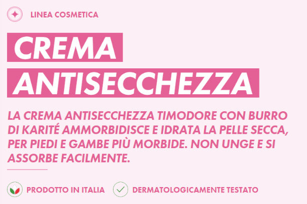 Timodore crema antisecchezza per idratare la pelle di gambe e piedi 50ml