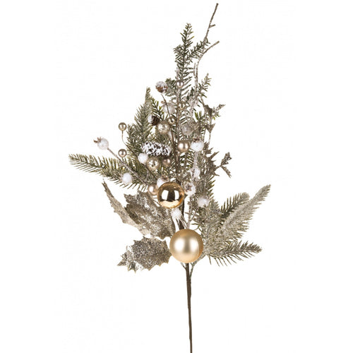 Ramo Abete Oro con palline decorazione per interno da 74 cm