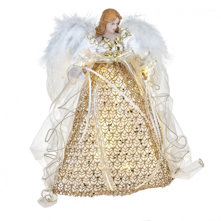 Angelo in resina decorazione natalizia 30,5cm con led statua per presepe