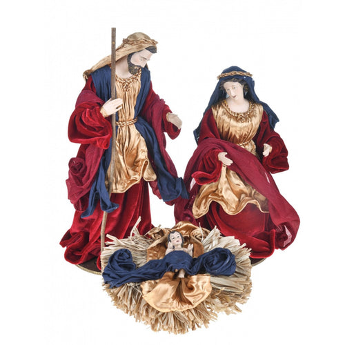 Natività completa per presepe in tessuto set da 3 statue decorazione natalizia h 36 cm