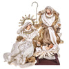 Natività completa statue per presepe con vestiti in tessuto Champagne h 36 cm