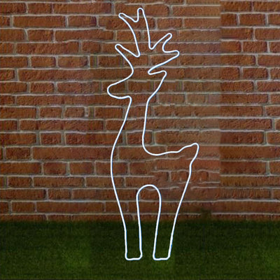 Renna luminosa ad effetto neon con led bianco freddo bifacciale addobbi natalizi per esterno