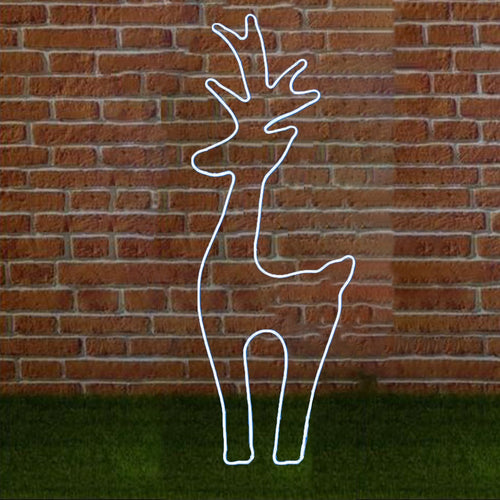 Renna luminosa ad effetto neon con led bianco freddo bifacciale addobbi natalizi per esterno