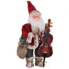 Babbo natale decorazione natalizia pupazzo h 54 cm con contrabbasso e vestiti rossi statuetta