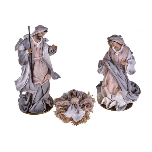 Natività completa per presepe in tessuto set da 3 statue decorazione natalizia h 36 cm