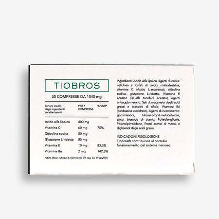 Tiobros Integratore Antiossidante 30 Compresse Supporto per Sistema Nervoso, Detox Epatico e Cellule Danneggiate