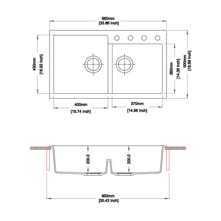 Tip Toe N200 Lavello 2 vasche croma