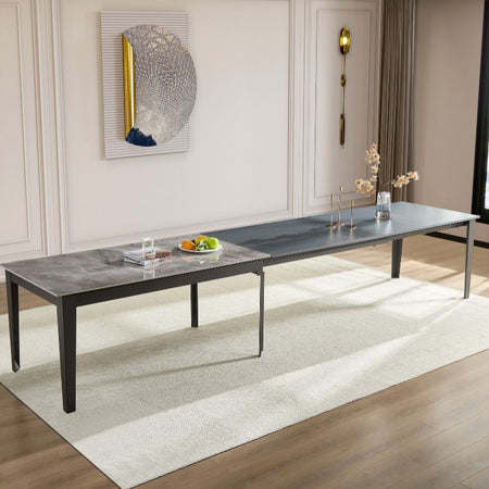 Tavolo "Capella" con gambe in ferro, piano in ceramica e allunghe in MDF 160/400 x 90 x h 75 cm