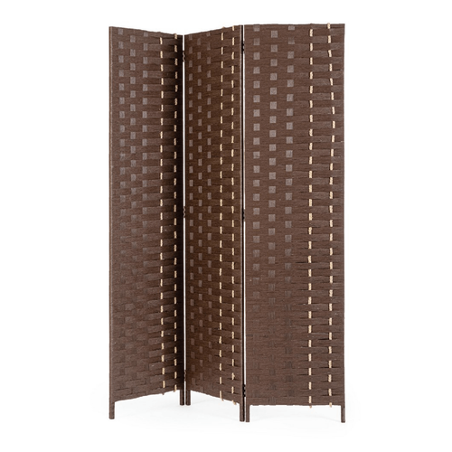 Paravento jalila in carta, paglia e legno, colorazioni nero, marrone e verde 135 x 180 cm