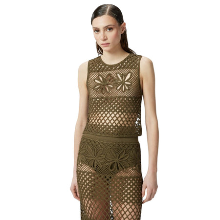 Pinko canotte e top donna pinko - gonzano top fantasy - verde militare da donna
