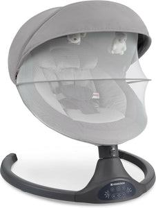 KIKKABOO Sdraietta Neonati Elettrica CODIE - Dondolo Elettrico per Neonati con Bluetooth, 5 Velocità, Schienale Regolabile, 10 Melodie, Fino a 9 kg, colore LIGHT GREY - GRIGIO CHIARO - con Telecomando - rilassante, calmante