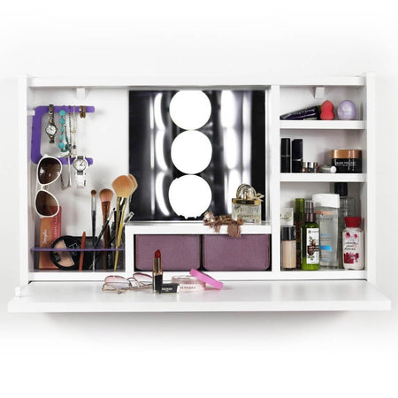 Toeletta da trucco richiudibile Leeta con specchio finitura bianco lucido