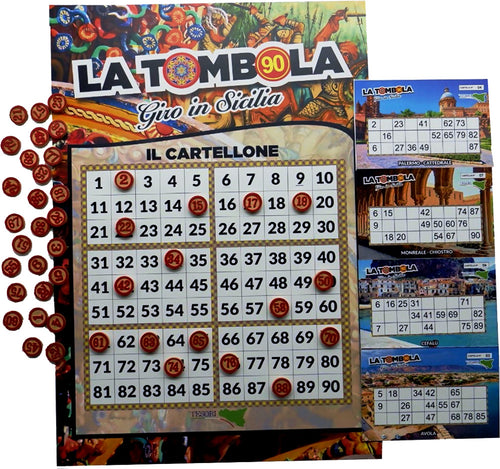 Tombola Giro Di Sicilia Gioco Da Tavola In Compagnia Tombola Natalizia Tesori Di Sicilia Cartellone E Cartelle A Sfondo Siciliano Giochi e giocattoli/Giochi da tavola di società e accessori/Giochi da tavolo/Giochi di società Tesori Di Sicilia - Nicosia, Commerciovirtuoso.it