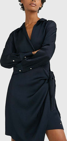 Tommy-Hilfiger-Abiti-CREPE-KNOTTED-SHORT-SHIRT-DRESS-da-donna