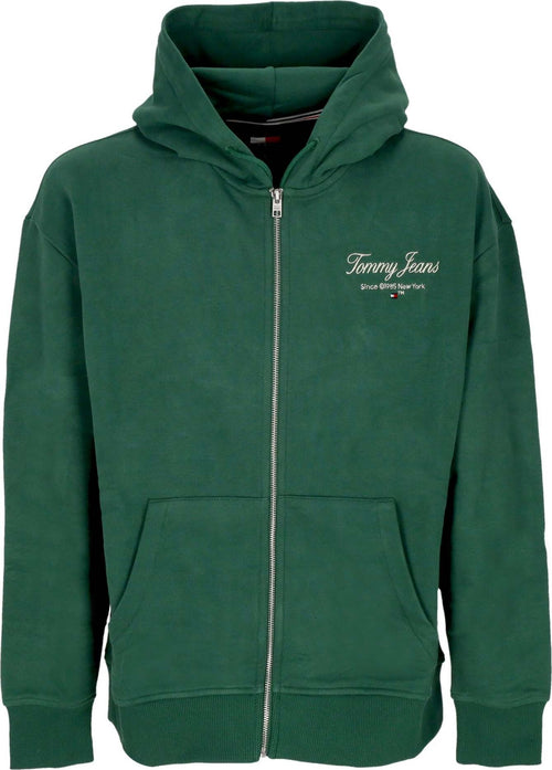 Tommy-Hilfiger-Felpa-Leggera-Cappuccio-Zip-Uomo-Relaxed-Luxe-Zip-Hoodie-Court-Green-da-uomo