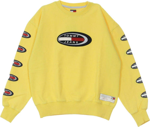 Tommy-Hilfiger-Felpa-Leggera-Girocollo-Donna-Oval-Sweatshirt-Goldfinch-da-donna