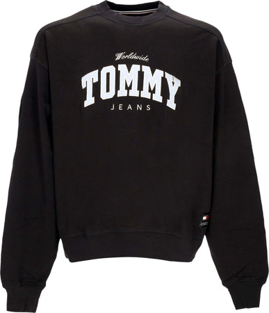 Tommy-Hilfiger-Felpa-Leggera-Girocollo-Uomo-Boxy-Varsity-Crewneck-Ext-Black-da-uomo