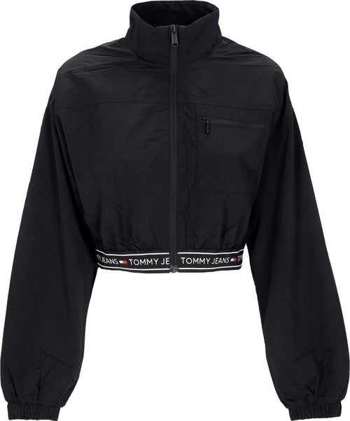 Tommy-Hilfiger-Giacca-a-Vento-Corta-Donna-W-Crop-Taping-Windbreaker-Black-da-donna