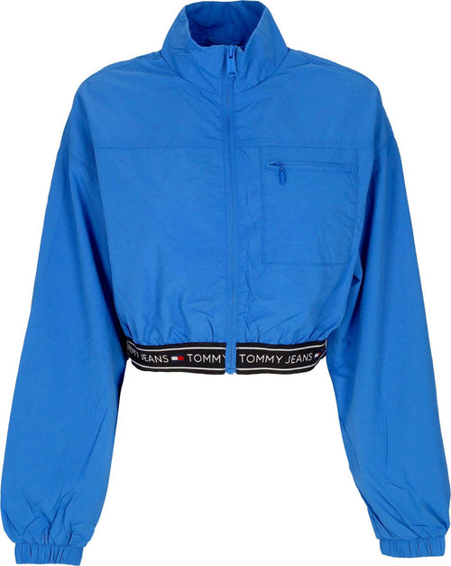 Tommy-Hilfiger-Giacca-a-Vento-Corta-Donna-W-Crop-Taping-Windbreaker-Meridian-Blue-da-donna