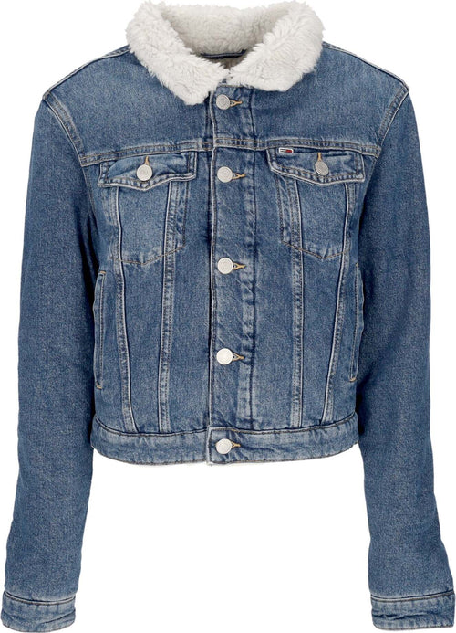Tommy-Hilfiger-Giubbotto-Jeans-Donna-W-Izzie-Slim-Teddy-Flag-Jacket-Denim-Medium-da-donna