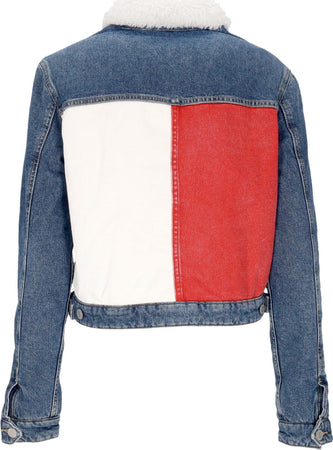 Tommy-Hilfiger-Giubbotto-Jeans-Donna-W-Izzie-Slim-Teddy-Flag-Jacket-Denim-Medium-da-donna