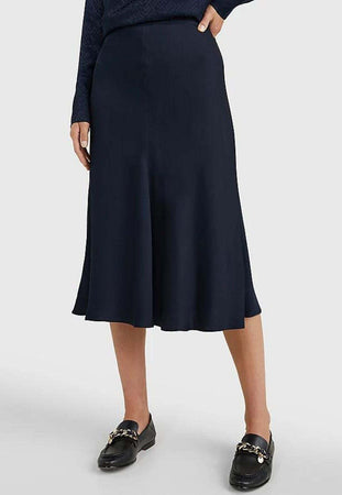 Tommy-Hilfiger-Gonne-VIS-CREPE-SOLID-MIDI-SKIRT-da-donna