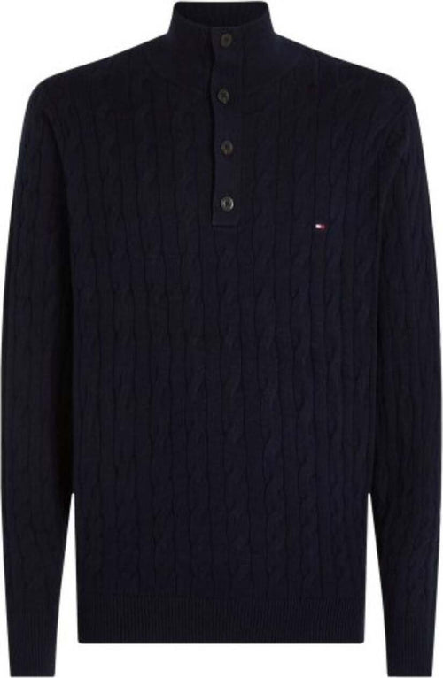 Tommy-Hilfiger-MAGLIONE-CLASSIC-COTTON-CABLE-BTTN-MOCK-da-uomo