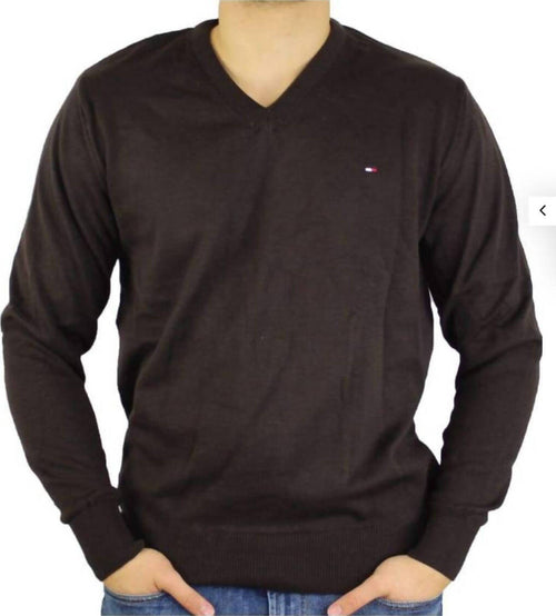 tommy Hilfiger Pullover Uomo Scollo a V Tinta Unita Maglione Invernale Cotone E Seta Maniche Lunghe Logo Ricamato Moda/Uomo/Abbigliamento/Maglioni e cardigan/Maglioni Euforia - Bronte, Commerciovirtuoso.it