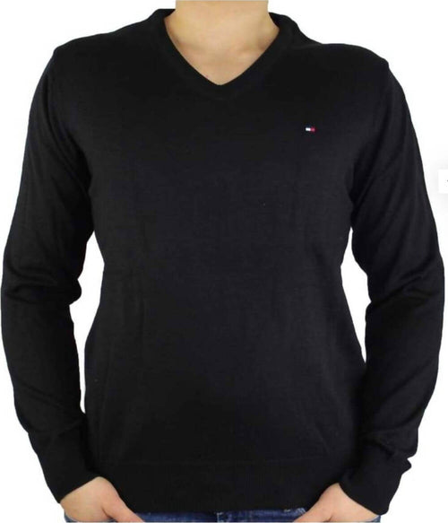 tommy Hilfiger Pullover Uomo Scollo a V Tinta Unita Maglione Invernale Cotone E Seta Maniche Lunghe Logo Ricamato Moda/Uomo/Abbigliamento/Maglioni e cardigan/Maglioni Euforia - Bronte, Commerciovirtuoso.it