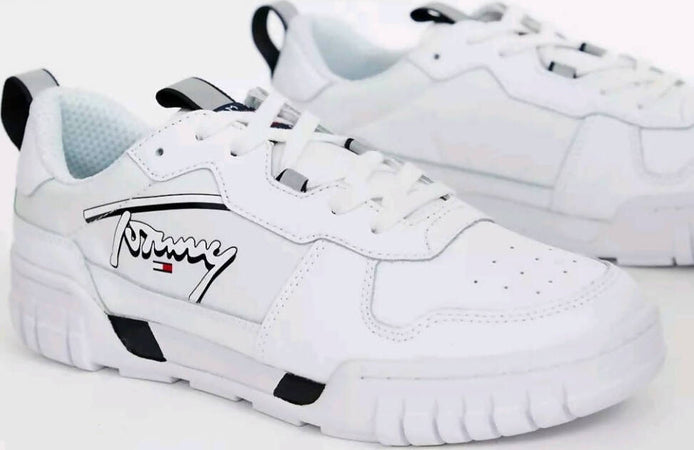 Tommy Hilfiger Sneakers Uomo Bianche in Pelle Con Suola in Gomma Sneaker Casual Total White Con Logo Laterale E Lacci Moda/Uomo/Scarpe/Sneaker e scarpe sportive/Sneaker casual Euforia - Bronte, Commerciovirtuoso.it