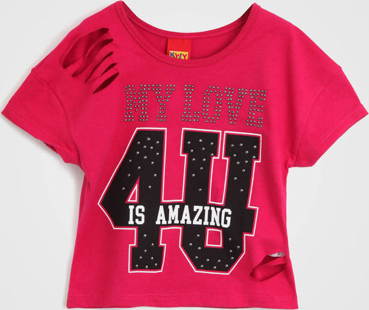 Top Bambina Estivo Rosa Crop Maglietta Corta Bimba Estate Maniche Corte Stampata Magliettina Corta Mezze Manche Fashion Bimba T-SHIRT Piccole Canaglie - Tropea, Commerciovirtuoso.it