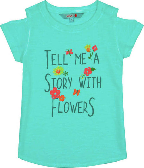 Top Bimba Estivo Turchese Stampa Fiori Maglia Estiva 100% Cotone Bambina Azzurra Casual da Giorno Fashion Girocollo Maglietta Estiva t-shirt bambina/ragazza Piccole Canaglie - Tropea, Commerciovirtuoso.it