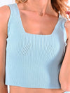 Top Donna in Maglia a Costine Con Collo Squadrato 100% Cotone Made in Italy Crop Top Trendy Corto Ederella