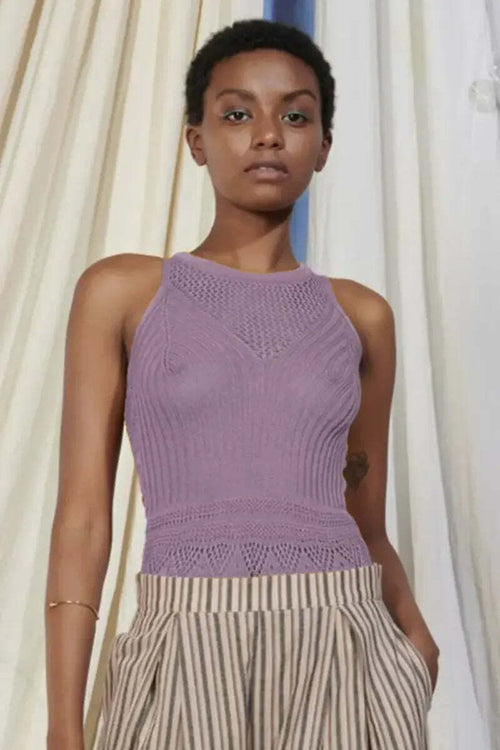 Top Donna Smanicato in Maglia Top Smanicato in Maglia Lavorata a Punto Pizzo Con Volant 072030130 - Tricheco Moda/Donna/Abbigliamento/T-shirt top e bluse/Canotte e top You Store - Messina, Commerciovirtuoso.it