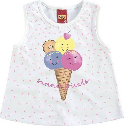 Top Estivo Bambina Canottiera Spalla Larga Estiva Stampa Multicolor Gelato Canottierina Bimba Estate 98% Cotone Canotta Colorata T-SHIRT Piccole Canaglie - Tropea, Commerciovirtuoso.it