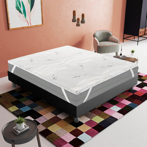 Topper in memory foam 5 cm con rivestimento Silver Fresh completamente sfoderabile