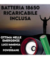 Torcia A Led Professionale Ricaricabile Potente Luce Zoom Fino A 500mt Powerbank