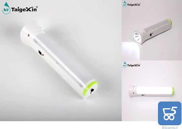 Torcia Elettrica Led 1W+34 SMD con Pannellino Solare Ricaricabile Presa Retraibile 700 mAh Range 500 Metri