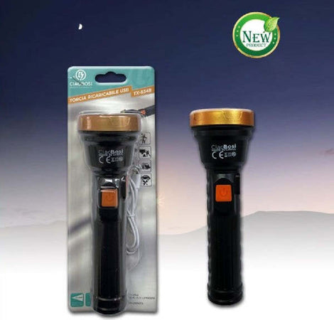Torcia-Elettrica-Luce-Led-Ricaricabile-Usb-Per-Campeggio-Escursioni-17cm-Tx-8348