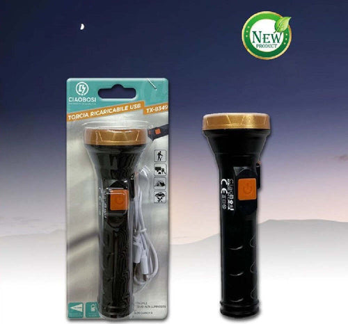 Torcia Elettrica Luce Led Ricaricabile Usb Per Escursionismo Campeggio Tx-8349 Fai da te/Sicurezza e protezione/Torce/Torce elettriche portatili (standard) Trade Shop italia - Napoli, Commerciovirtuoso.it