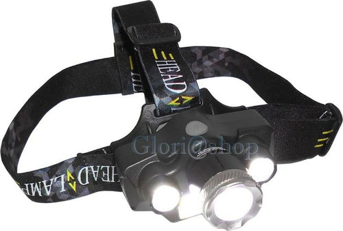 Torcia-Frontale-3-Led-1-Cob-Zoom-Luce-Bianca-Batteria-Litio-Ricaricabile-Carica-Each