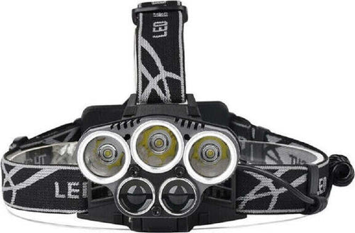 Torcia-Frontale-5-Led-Ricaricabile-6-Modalità-Di-Illuminazione-Escursioni-Pesca