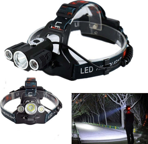 Torcia Lampada Frontale Led Ricaricabile 3led 5000 Lumen Cree T6 100mt 180? 1825 Fai da te/Sicurezza e protezione/Torce/Torce elettriche portatili (standard) Trade Shop italia - Napoli, Commerciovirtuoso.it