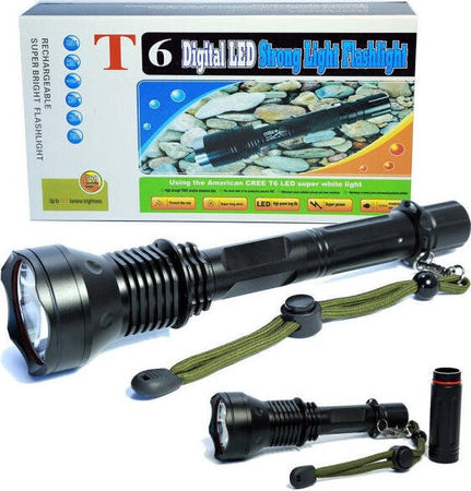 Torcia-Lampada-Led-Cree-T6-Ricaricabile-Tattica-Impermeabile-Con-Prolunga-Xmlt6