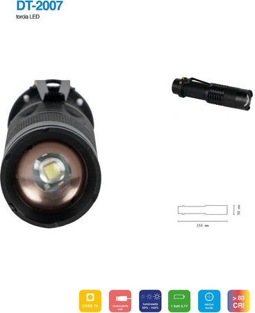 Torcia Led Cree T6 Batteria Ricaricabile Usb Auto Luminosita' Regolabile Dt-2007 Casa, arredamento e bricolage > Bricolage e fai da te > Torce Trade Shop italia - Napoli, Commerciovirtuoso.it