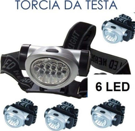 Torcia-Led-Frontale-Da-Testa-Luce-Lampada-Ricaricabile-6-Led-Camping-Caccia
