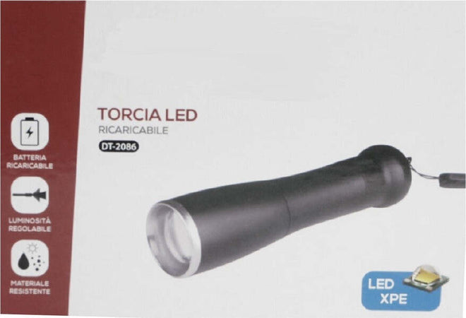 Torcia Led Ricaricabile Luce Led Chip Xpe Luminosita Regolabile Gancetto Dt-2086 Casa, arredamento e bricolage > Bricolage e fai da te > Torce Trade Shop italia - Napoli, Commerciovirtuoso.it