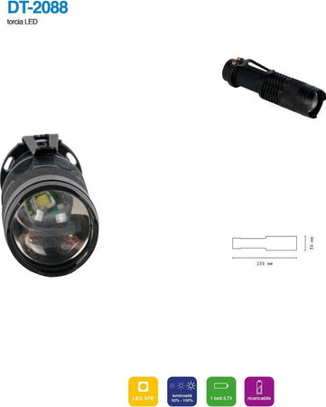 Torcia Led Xpe Ricaricabile Luce Regolabile Ip20 Per Campeggi Escursioni Dt-2088 Casa, arredamento e bricolage > Bricolage e fai da te > Torce Trade Shop italia - Napoli, Commerciovirtuoso.it